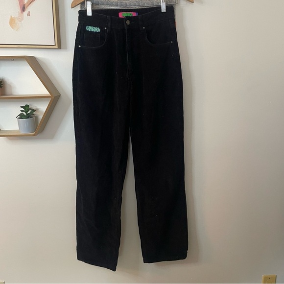 EMPYRE Tori 90s Black Corduroy Skate Pants Baggy Loose High Rise Y2K Women’s - Picture 2 of 7